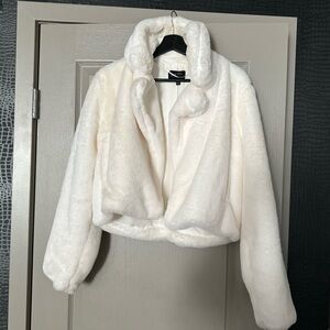 Elegant White Faux Fur Jacket
